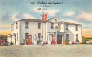 THE MODERN RESTAURANT U.S. ROUTE 22 ATLANTIC GAS STATION PENNSYLVANIA POSTCARD