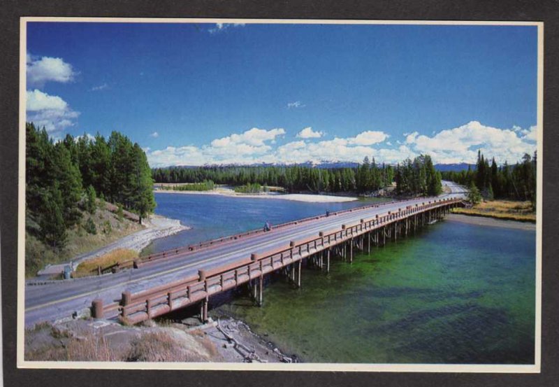 WY Fishing Bridge Yellowstone National Park River Lake Wyoming Postcard