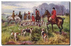 Postcard Old Dogs Dog Hunting was coursing The Cavaliers meet