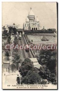 Postcard The Old Paris Funicular And The Basilica Of The Sacred Heart