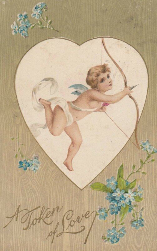 VALENTINE'S DAY, PU-1908 ; Cherub w/ bow & arrow