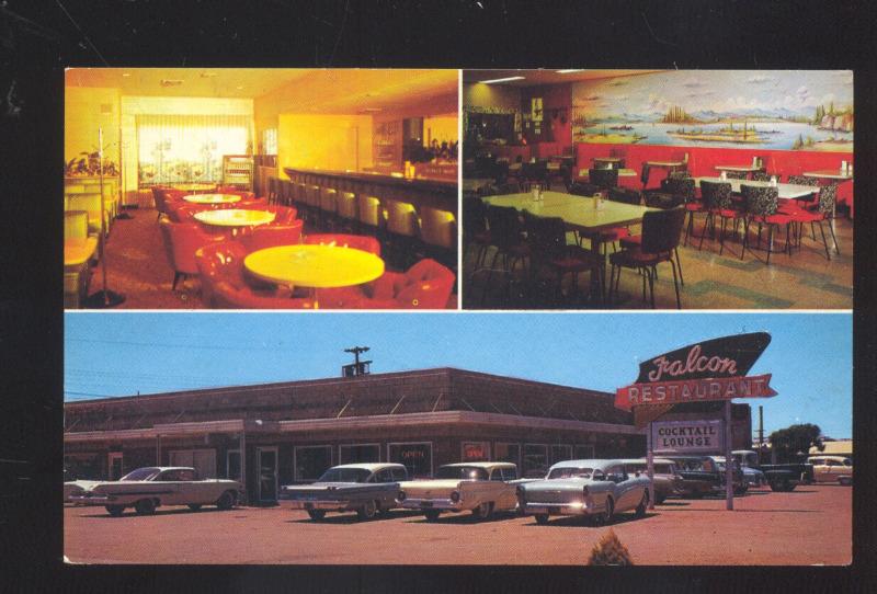 WINSLOW ARIZONA ROUTE 66 THE FALCON RESTAURANT 1950's CARS VINTAGE POSTCARD