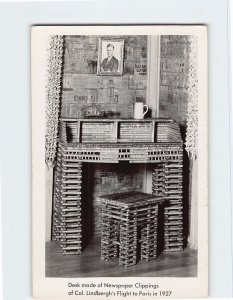 Postcard Desk made of Newspaper Clippings, Paper House, Rockport, Massachusetts