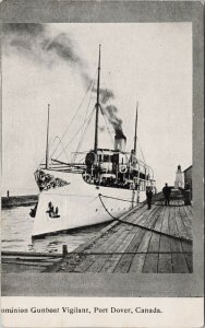 Dominion Gunboat Vigilant Port Dover Ontario Gordon Litho Postcard H20 *as is