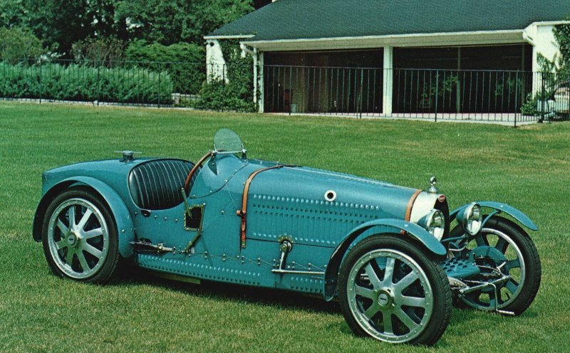 Vintage Postcard 1928 Bugatti 35C Grand Prix Racer Car Greenwich Connecticut CT