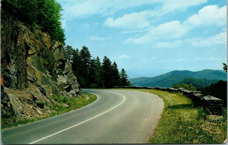 Vtg Clingmans Dome Highway Road Great Smoky Mountains National Park NC Postcard