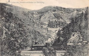 L345 Germany 1916 3 linien schwarzwaldbahn bei Bachjoerg Steam train postcard