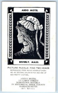 1910 Beverly Massachusetts MA Postcard Abdo Motel Picture Puzzle Find Two Heads