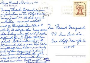 MS Italia Costa Line Ship Postcard