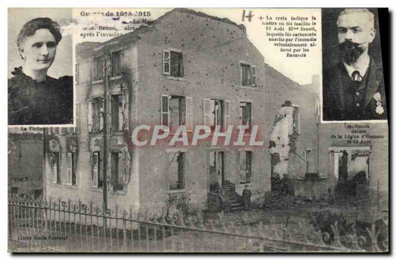 Old Postcard Militaria The house of Mr. Benoit after the & # 39invasion