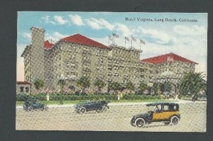 Ca 1908 PPC Hotel Virginia W/Old Roadsters In Scene Long Beach Ca Mint