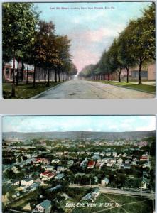 2 Postcards  ERIE, Pennsylvania  PA    EAST SIXTH STREET Scene, Birdseye  1909