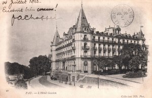 VINTAGE POSTCARD HOTEL GASSION PAU FRANCE POSTED 1903 UNDIVIDED BACK