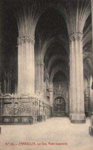 Zaragoza Spain, La Seo Nave Izquierda, Gothic Architecture, Vintage Postcard