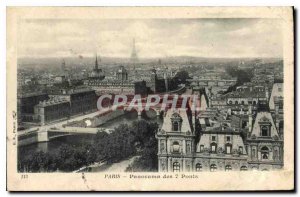 Old Postcard Panorama of Paris 7 Bridges