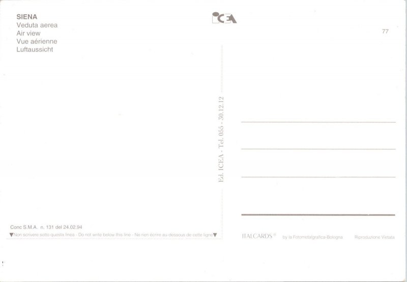 SIENA Italy Continental Postcard CB4