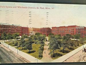 Postcard 1912 View of Park Square & Wholesale District, St. Paul, MN     U2