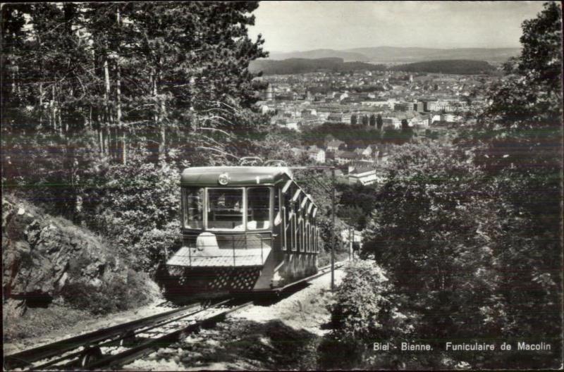 Biel-Bienne Australia Funiculaire Incline RR Real Photo Postcard