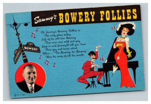 Vintage 1930's Advertising Postcard - Sammy's Bowery Follies NYC New York COOL!
