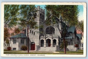 Greeley Colorado Postcard Park Congregational Church Lincoln Park Building c1920