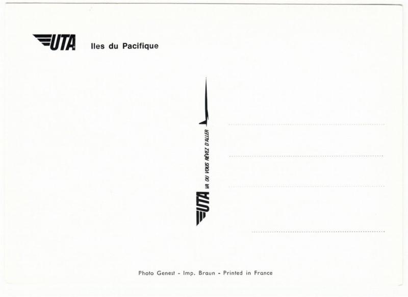 French Polynesia UTA Airline Postcard 1960s-1970s