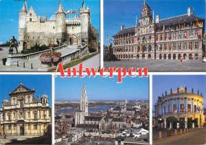 Belgium Antwerp multi views postcard butterfly stamp franking