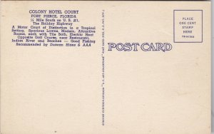 Florida Fort Pierce Colony Hotel Court Curteich sk5149