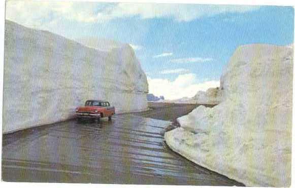 Huge Snow Banks on Beartooth Hwy in June Montana MT 1966