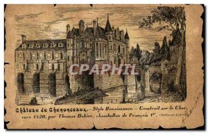 Old Postcard Chateau de Chenonceau Renaisance style built on the Cher