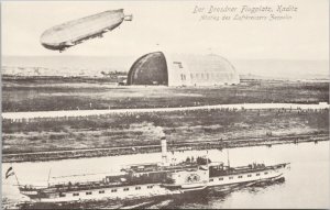 Zeppelin Airship Dresdner Flugplatz Kaditz German Steamship Litho Postcard H59