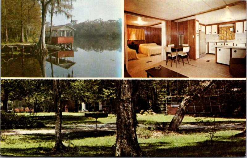 Trail's End Camp Hotel Withlacoochee River FL Fishing Lake Boots vtg Postcard