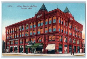 Lincoln Nebraska NE Postcard Oliver Theatre Building Exterior Roadside c1910s