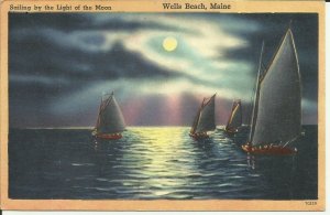 Wells Beach, Maine, Sailing By The Light Of The Moon