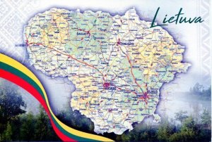LITHUANIA: General Reference Political Map Postcard