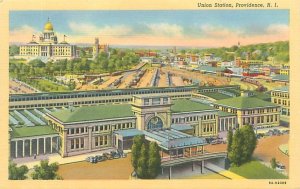 Providence Rhode Island Union Station Linen Postcard Unused