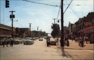 Monticello New York NY Classic 1950s Cars Street Scene Vintage Postcard