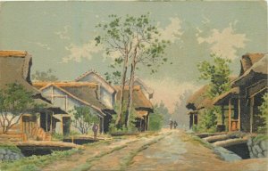 Vintage postcard Japan landescape village