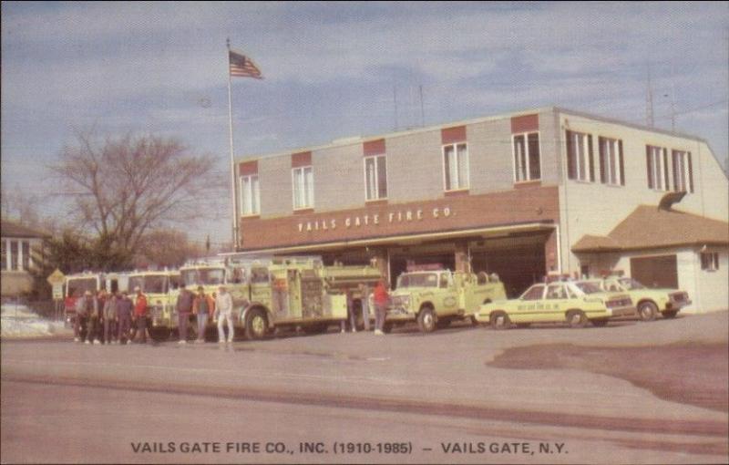 Vails Gate NY Fire Station Trucks 1985 Postcard Standard Size ORANGE COUNTY