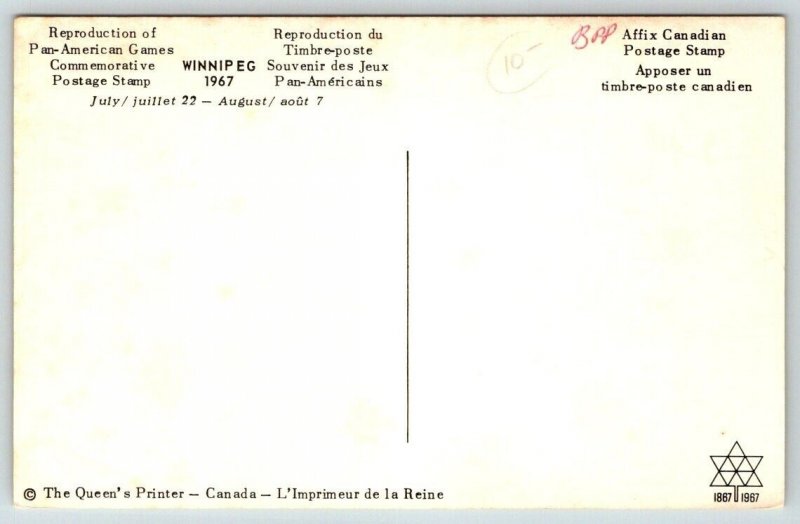 1967 Winnipeg  Pan-American Games Canada  Postcard