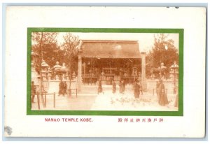 c1910 People Walking Temple Front View Birds Nanko Kobe Japan Postcard