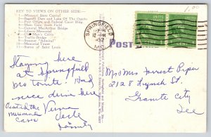 Missouri State Map~Multi-Views~Key On Back~Capitol Jefferson City~1952 PC