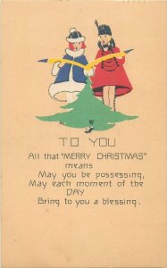 United States 1915 P.F. Volland & Co. Chicago Postcard Christmas tree greetings 