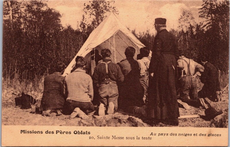 Canada Missions Peres Oblats Sainte Messe Sous La Tente Natives Postcard C102