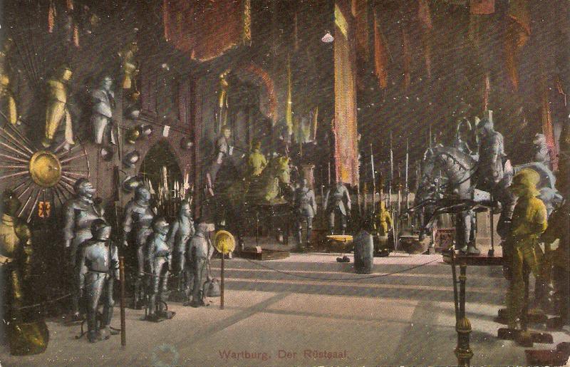 Wartburg medieval military museum. Horses Antique  German postcard