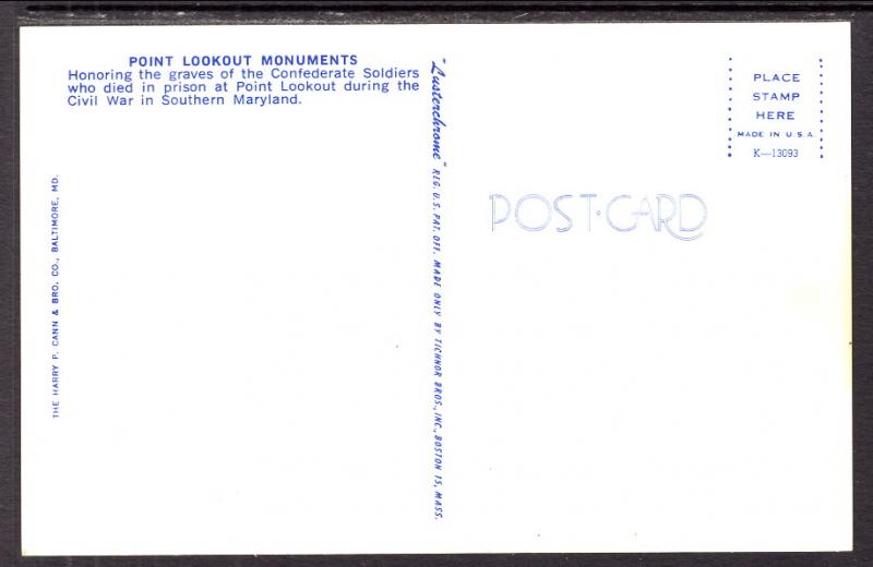 Point Lookout Monuments,Southern Maryland,BIN