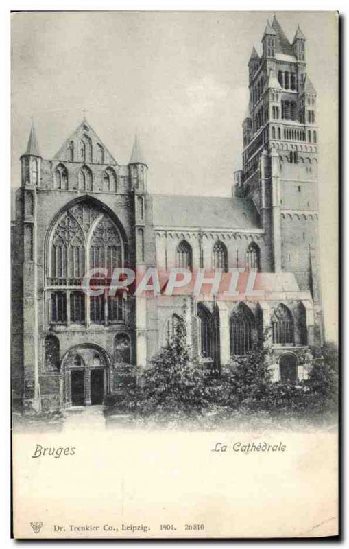 Old Postcard Bruges The Cathedral