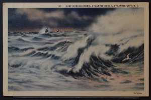 Atlantic City, NJ - Surf During Storm - 1938