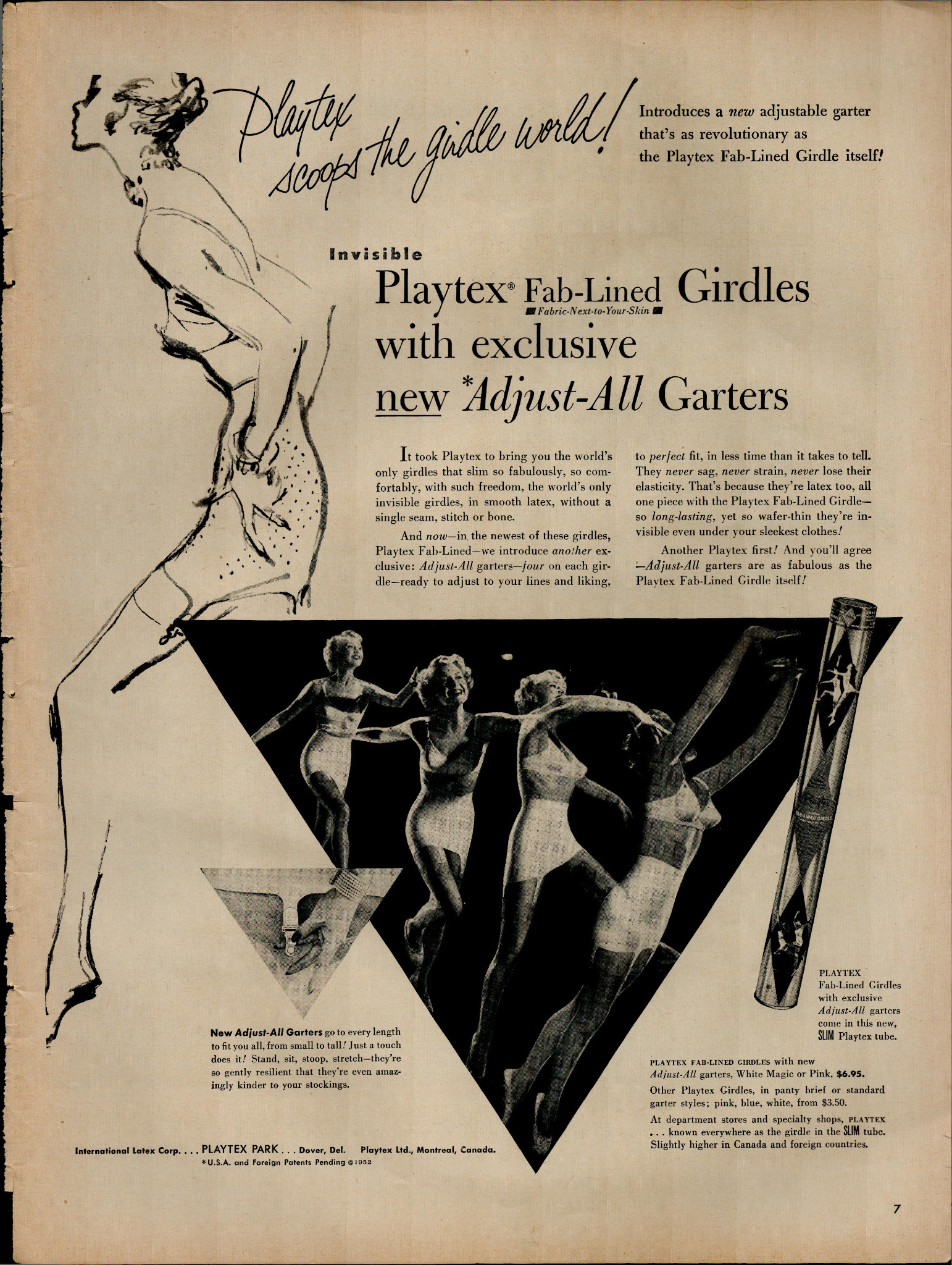 1952 Playtex Fab Lineed Girdles Women Dancing in Girdle Vintage Print Ad  3367