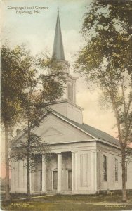 Hand-Colored Postcard; Congregational Church, Fryeburg ME Oxford County