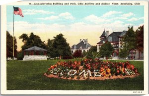 Sandusky Ohio, Administration Building, Park, Soldiers, Sailors' Home, Postcard
